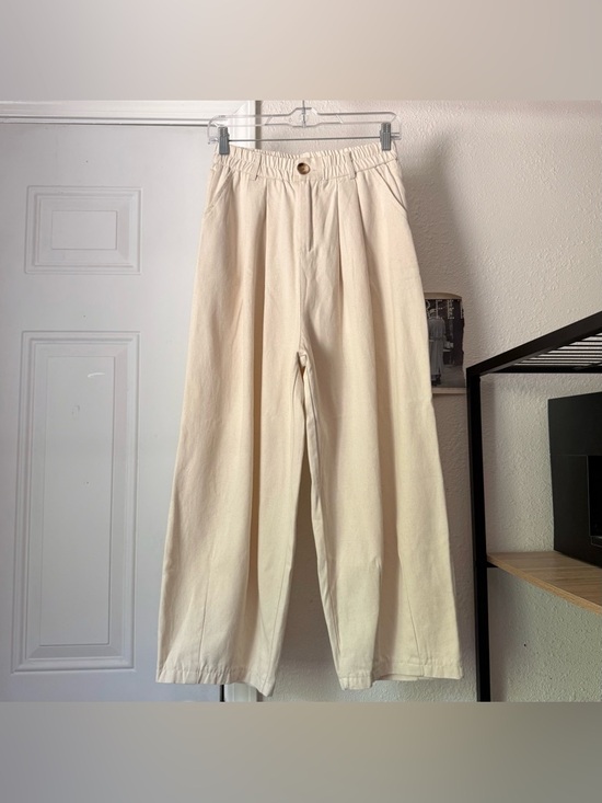 Bland quarter Pants - NWT BLAND QUARTER cream natural ivory elastic pull on wide leg barrel pants